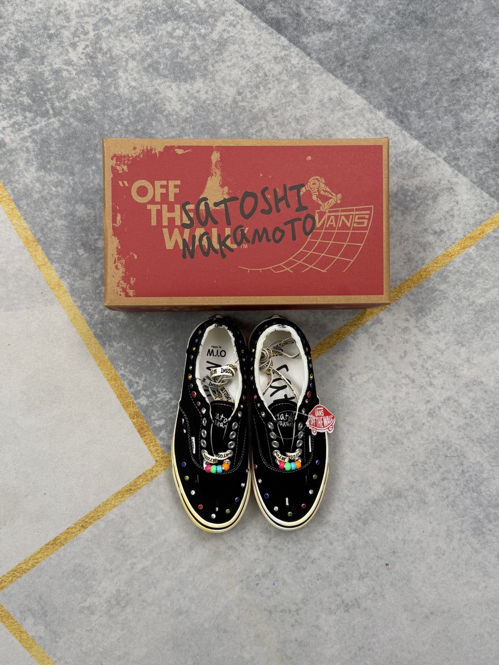 Vans Kids Black Velvet Sneakers with Multicolor Bead Accents